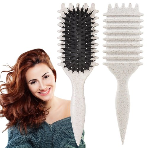 Curl Defining Brush, 1 PCS Curl Hair Brush, Curl Define Styling Brush, for Combing and Shaping Men's and Women's Curls to Reduce Pulling (Beige)