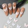 Aurora Shell Butterfly Nail Stickers for Women 3D Relief Butterfly Nail Art Stickers Pink Laser Butterfly Nail Decals for Nail Art Supplies Butterflies Nail Design Stickers Nail Decor Nail Accessories