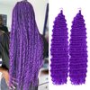 Ocean Wave Crochet Hair 24 Inch 2 Packs Deep Wave Curly Braiding Hair Extensions Synthetic Curly Crochet Hair For Black Women (Purple)