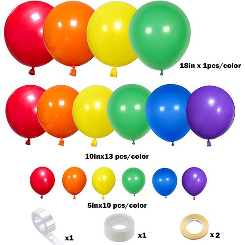 146PCS Rainbow Balloons Garland Kit Assorted Color Balloons Multicolorful Party Balloons Garland for Kids’ Birthday Party Baby Shower Anniversary Decorations