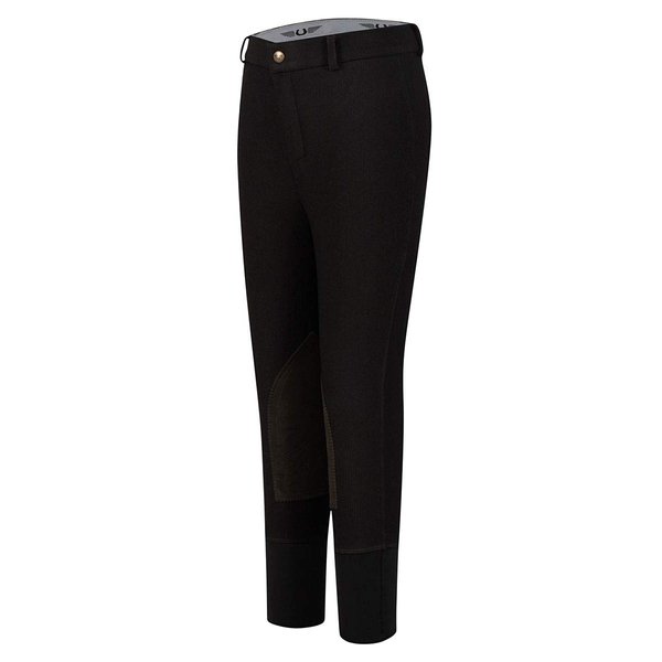 TuffRider Kid's Ribb Knee Patch Breeches, Black, 16
