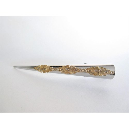 Generic Silver and gold tone metal filigree alligator hair claw clip clamp (Length: 5), 1 Count (Pack of 1)