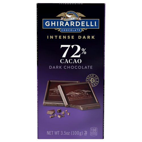 GHIRARDELLI Intense Dark Chocolate Bar, 72% Cacao, Valentine’s Day Chocolate Gifts, 3.5 Oz Bar