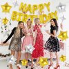 Happy Birthday Banner Balloons Letters Balloons 16 Inch with 12 Pcs Star Foil Balloons Birthday Party Decorations for Women Men Boys Girls (Gold)