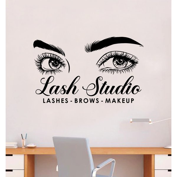 Lash Studio V2 Wall Decal Home Decor Art Sticker Vinyl Bedroom Boys Girls Teen Kids Quote Makeup Lashes Brows Beauty Brushes Lipstick Mascara Eyeshadow Business Logo