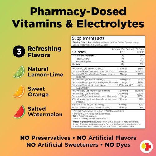 Banana Bag Oral Solution - Pharmacist Hydration Recovery Formula - Electrolyte & Vitamin Powder Packet Drink Mix - Variety Pack - Pack of 15