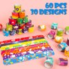 RICEDUO 60 Pcs Slap Bracelets for Kids, 30 Styles Colorful Bulk Slap Wristbands - Animals Heart Galaxy Cute Slap Bracelets for Party Favors Classroom Prizes Exchanging Gifts
