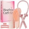 Lily England Heatless Hair Curler, 6-Piece No Heat Curls Overnight Set Includes A Detangler Brush, Scrunchies, Claw Clip & Comb for Styling - Satin Curling Headband to Sleep In for Pretty Curls