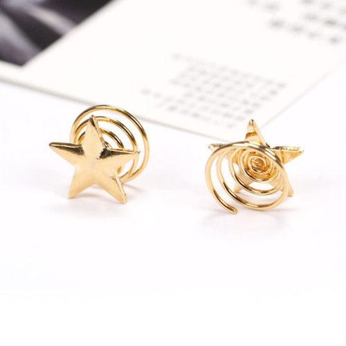 Aysekone 6 Pcs/Pack Delicate Bridesmaid Gift Gold Wedding Hair Pins Clips Bridal Star Hairpin Spiral Hair Claw Stick Headwear Barrettes for Women Girls Hair Accessories