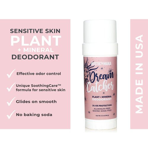 Rustic MAKA Natural Deodorant, Dream Catcher, Magnesium, Vegan, Cruelty-Free, No Baking Soda, No Aluminum, No Parabens, Continuous Odor Control