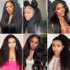 V Part Wig Human Hair Kinky Straight Human Hair Wigs for Black Women 150% Density Yaki V Part Wig Human Hair Upgrade U Part Glueless Full Head Clip In Half Wig V Shape Wigs Yaki Straight Human Hair Wig 20 inch