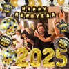 YQUQWN 84 PCS Happy New Years Party Decorations Set 2025, 4D Disco Ball New Years Eve Party Supplies, New Year Balloons, NYE Party Decorations Tassel Curtains, Happy New Year Decorations Supplies 2025