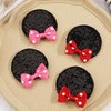Ayesha Mickey Minnie Ears Hair Clips Mouse Ears for Toddler Girls Sequin Mouse Bows Barrettes Mice Ears Polka Dot Bows Mouse Hair Accessories for Baby Girls Toddler Kids Costume Party 4PCS