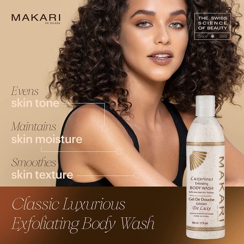 Makari Classic Luxurious Exfoliating Body Wash (500 ml) | Brightening & Exfoliating Body Cleanser | Removes Dead Skin Cells & Unclogs Pores | Recommended for All Skin Types