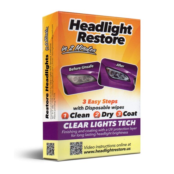 Headlight Restorer Kit, Easy 3-Step Process Car Headlight Restoration Kit - Headlight Cleaner and protective Wipes