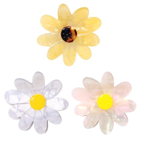 3 Pack Flower Hair Claw Clips for Women Big Cute Daisy Hair Clips 90s Flower Claw Clip Hair Barrettes