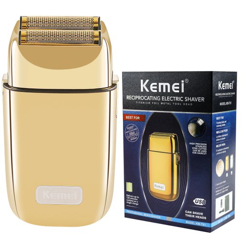 Kemei Cordless Metal Double Electric Shaver Razor for Men Close Electric Shavers, Type-C Rechargeable for Wet/Dry Shaving