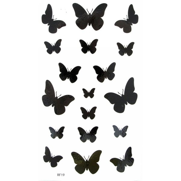 MapofBeauty Black Fly Butterfly Waterproof Temporary Tattoo Body Art Sticker(2 pcs/lot)