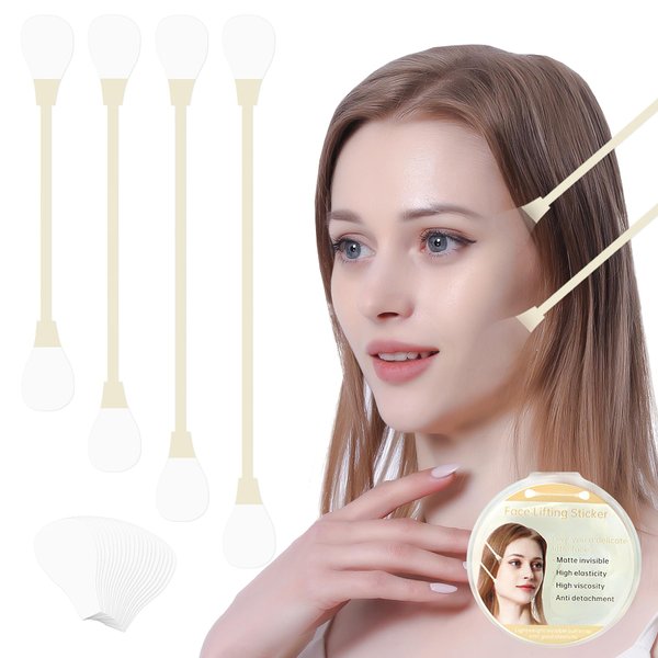Generic Face Lift Tapes, Breathable Invisible Facial Lifting Stickers, Face Rescue Instant Correcting Strips V-face Lifting Facial Skin(4pcs bands, 20pcs tapes)