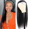 Angie Queen Headband Wigs Human Hair for Black Women Sraight Human Hair Wigs Glueless Brazilian Virgin Hair None Lace Front Wigs Machine Made Headband Wig 180% Density (18" Headband wigs)