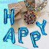 LovesTown Happy Birthday Banner, Blue Birthday Sign Banner Mylar Foil Letters Balloon Happy Birthday Metallic Balloons for Kids Party Supplies