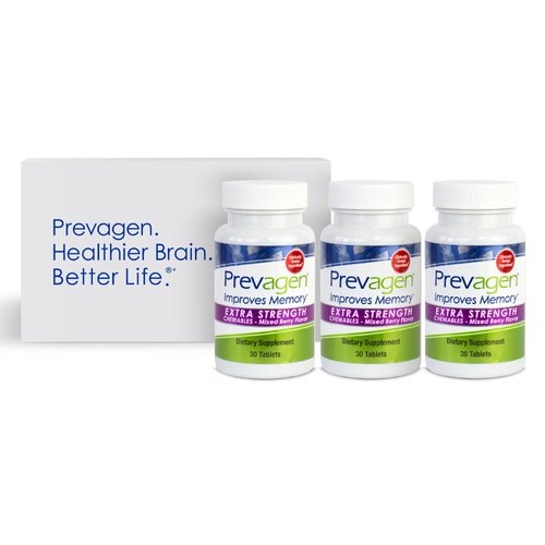 Prevagen Improves Memory - Extra Strength 20mg, 30 Chewables|Mixed Berry-3 Pack|with Apoaequorin & Vitamin D with Attractive and Stackable Storage Box|Brain Supplement for Better Brain Health