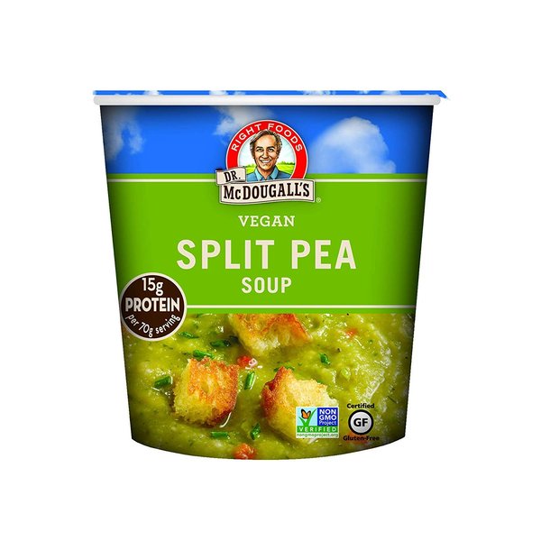 Dr. McDougall's Vegan Split Pea Soup - Gluten Free Soup - Ramen Noodles - Instant Ramen Noodle Cups - Low Sodium Ramen Soup - Non-GMO Instant Noodles - Vegan Soup - 2.5 Ounces - Pack of 6