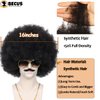 BECUS 5pcs Afro Wig Men Set 1970s 80s Wig for Men, Disco Wig for Halloween Party, Short Wigs for Men Boys, Rocker Costume Set Wig for Cosplay Costume(Wig+Glasses+Mustache+Necklace+Wig Net)