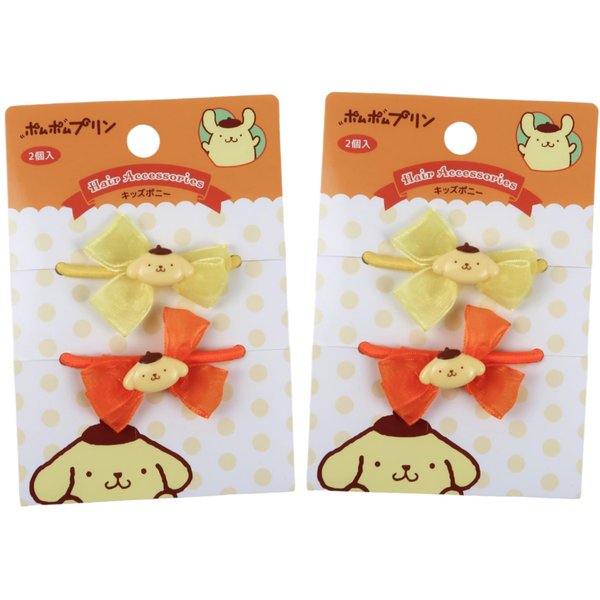 Pompom-Puin Ponytail Hair Ties - Cute, Seamless, Elastic Hair Bands, Nylon and Rubber, No Damage and Comfortable All-Day Hold|2 Pieces & 2 Sets (4pc)