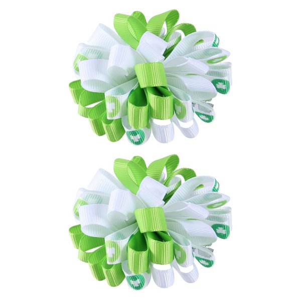 SUPCLIPS Irish Green Bow Hair Clips St. Patrick's Day Hairpins Boutique Ribbon Hair Accessories for Kids Teens Girls Irish Holiday Spring Headwear