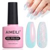 AIMEILI Pearl Gel Nail Polish, Shimmer Mermaid Nail Gel Soak Off U V Gel Polish - (170) 10ml