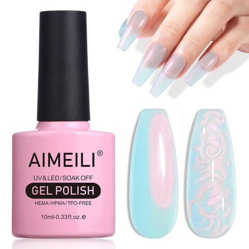 AIMEILI Pearl Gel Nail Polish, Shimmer Mermaid Nail Gel Soak Off U V Gel Polish - (170) 10ml