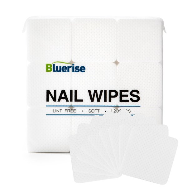 BLUERISE Lint Free Nail Wipes White 1200pcs Nail Polish Remover Pads Soft Absorbable Eyelash Extension Glue Cleaning Wipes
