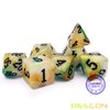 Bescon Magical Stone Dice Set Series, 7pcs Polyhedral RPG Dice Set Gold Ore, Polybag Packing