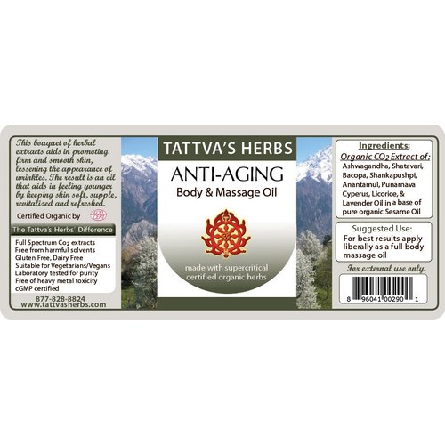 Tattva's Herbs Anti Aging Massage Oil, Anti Aging Serum, Massage Oil for Massage Therapy, Anti Aging Face and Body Oil, Face Oil for Women and Men, 4 oz, 25 Years of Premium Service