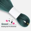 WUDAS Green Braiding Hair 14 Inch Short Pre Stretched Hair Straight Yaki Texture Synthetic Hair Extensions Softness, 2 Packs
