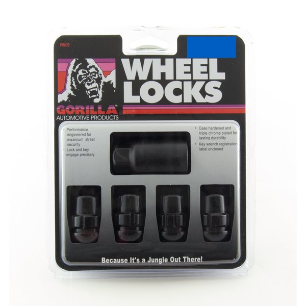 Gorilla Automotive Products 38431XLBC Black Wheel Lock, Set of 4 (Chrome Ball Seat 12mm x 1.50 Thread Size)