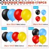 Race Car Birthday Party Balloons Arch Kit,179pcs Race Car Party Decorations Red yellow black and blue & Checkered Flag & Wheels Foil Balloon for Boys Racing car Theme Two Fast Party Supplies