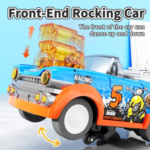 SJIDA 4-Pack Dancing Truck Toy, Toy Cars for Toddler，Push Cart for Kids 3-5 Years Old, Front-End Rocking Vintage Sports Car, Jumping Cars for Boys & Girls Toy Gift