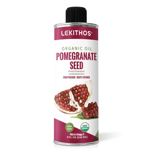 Lekithos Organic Pomegranate Seed Oil - 8 fl. oz. - Cold Pressed, Certified USDA Organic, Non-GMO