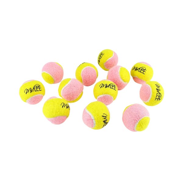 Midlee X-Small Dog Tennis Balls 1.5" Pack of 12- Puppy Mini Fetch Pet Little Tennis Balls -Yellow/Pink