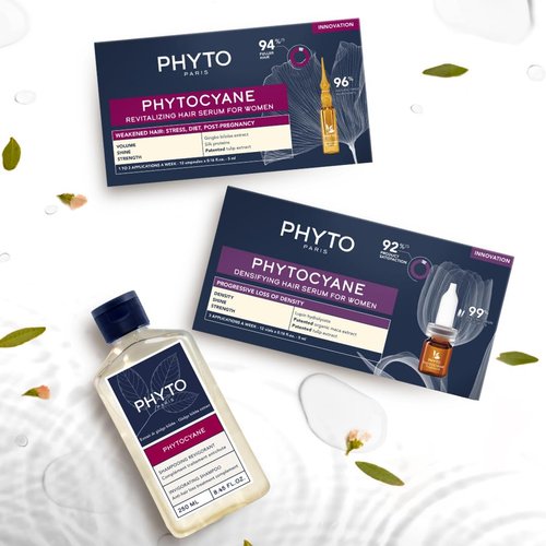 PHYTO|PHYTOCYANE - Thinning Hair Shampoo for Men & Women|Revitalizing Formula with Ginkgo Biloba B Vitamins & Rosemary | Promotes Thicker & Stronger Hair|250ml
