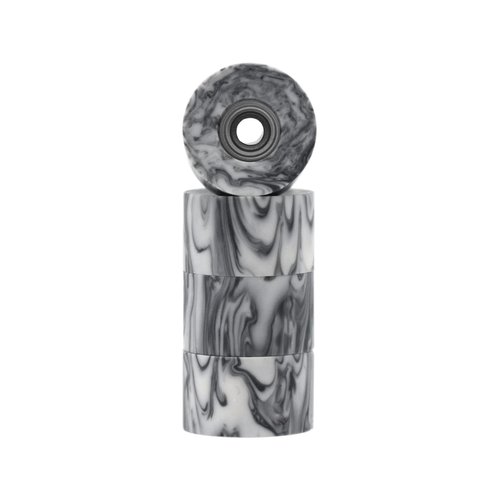 Teak Tuning Apex 71D Urethane Fingerboard Wheels - Cruiser Style, Bowl Shaped, 8.7mm Diameter - ABEC-9 Stealth Bearings - Made in The USA - Grey & White Swirl Colorway