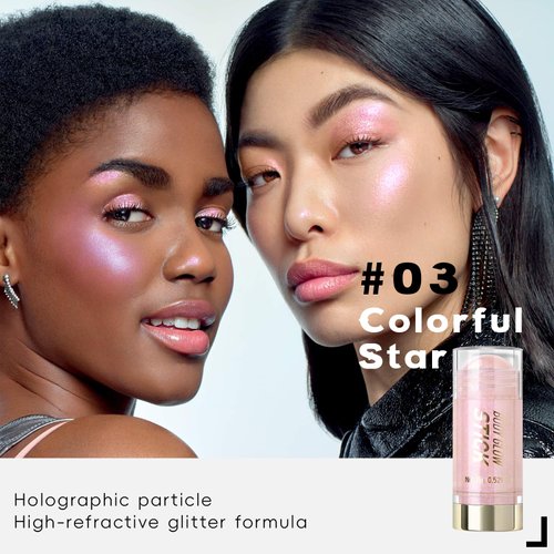 HOSAILY Jelly Highlighter Stick, Natural Brighten Shimmer Light Cream Luminizer, Silky Smooth Long-lasting Glowing Soft Cream Highlighter for Face Cheekbone Body Glitter Illuminator Makeup03#