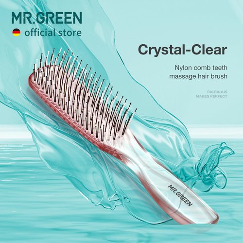 MR.GREEN Hair Brush Crystal Scalp Massage Combs Volumizing Hair Styling Fine Tooth Detangling Tool For Long Wet Dry Hair Women Gift (Pink, Small)
