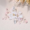Foyte Crystal Bride Wedding Headpieces Flower Bridal Hair Vines Rhinestone Leaf Hair Pieces Pearl Hair Comb Bridesmaid Side Combs Hair Accessories for Women and Girls (leaf flower)