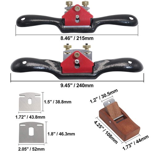boeray 2pcs Adjustable SpokeShave with Flat Base, 6pcs Metal Blade and 1pcs Portable Woodworking Planes Wood Working Hand Tool Perfect for Wood Craft, Wood Craver, Wood Working