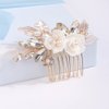Missgrace Bride Wedding Crystal Pearl Leaf Rhinestones Dainty Hair Comb Gold Bridal Hair Pieces Rhinestone Bridal Hair Clip Flower Hair Side Combs Wedding Hair Accessories for Brides Women (Gold)