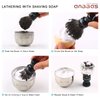 Anbbas Shaving Set, 4in1 Pure Black Badger Shaving Brush with Long Resin Handle and Acrylic Thicken Shaving Stand,Soap Bowl Stainless Steel and Goat Milk Shaving Soap 100g Men Gift Kit