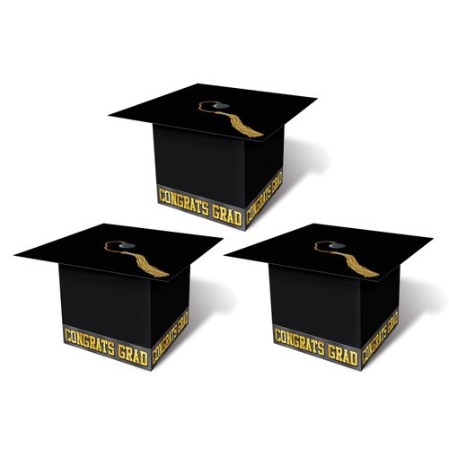 Grad Cap Favor Boxes-Black
